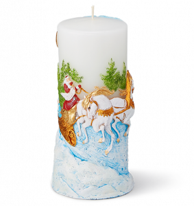 RUSSIAN TROIKA ON A PURE WHITE PILLAR CANDLE