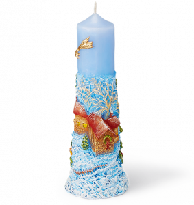 THE CHRISTMAS COTTAGE BLUE CANDLE