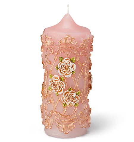 WHITE ROSES PILLAR CANDLE