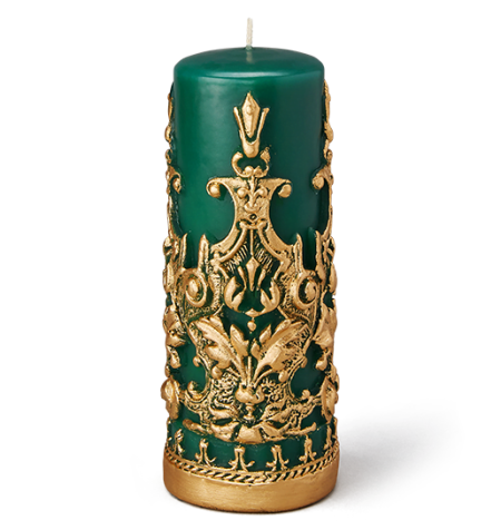 EMERALD GREEN WITH GOLD DUST PILLAR CANDLE