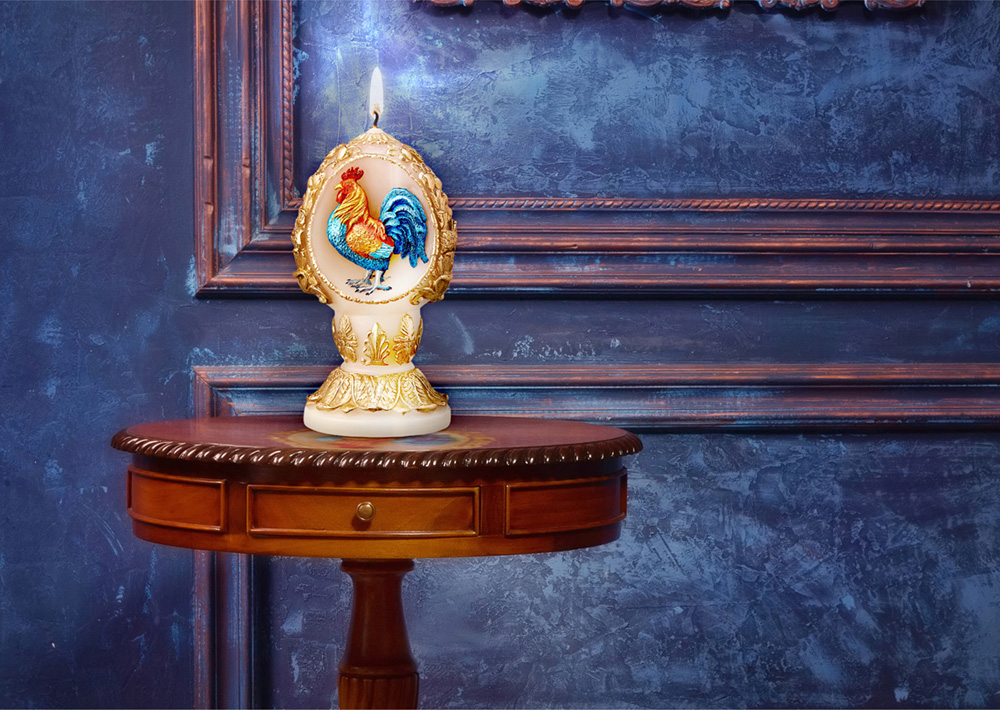 BAROQUE ROOSTER WITH GOLD DUST CANDLE