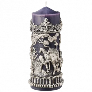 GREY AND SILVER HORSES FRIEZE CANDLE