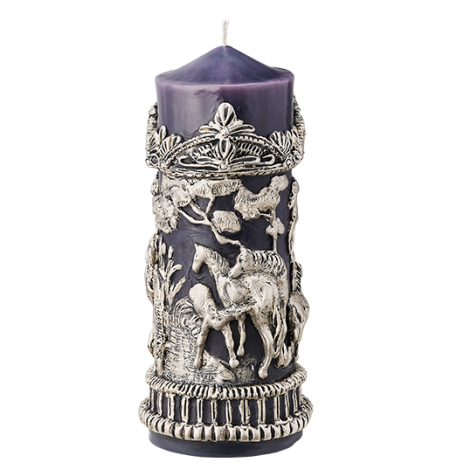 GREY AND SILVER HORSES FRIEZE CANDLE