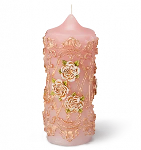 WHITE ROSES PILLAR CANDLE