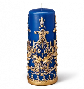 SAPPHIRE BLUE WITH GOLD DUST PILLAR CANDLE