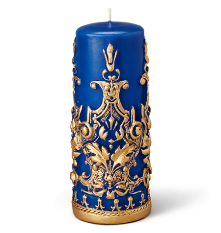 SAPPHIRE BLUE WITH GOLD DUST PILLAR CANDLE