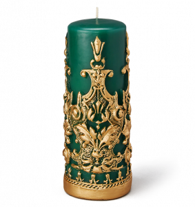 EMERALD GREEN WITH GOLD DUST PILLAR CANDLE
