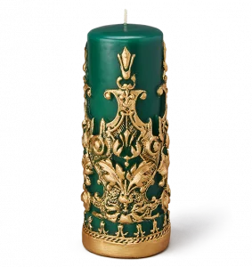 EMERALD GREEN WITH GOLD DUST PILLAR CANDLE