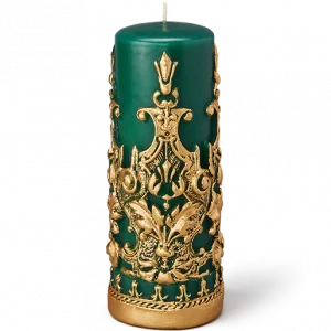 EMERALD GREEN WITH GOLD DUST PILLAR CANDLE